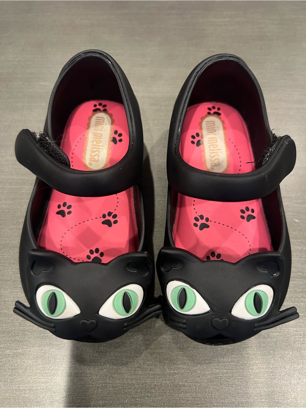 Mini Melissa Black Cat Mary Janes with Pink Insoles